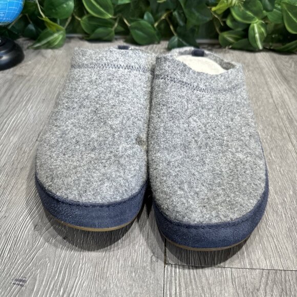 Olukai Hamani Hulu Men’s Size 10 Gray/Navy Slippers Sheep Fur Inner main image 4